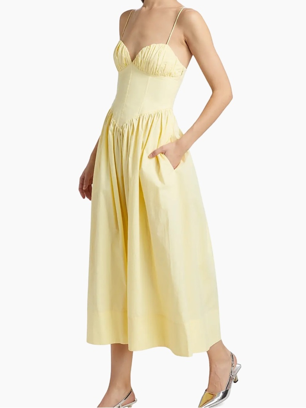 Ronny Kobo Carmine Cotton Midi Dress (orig $398) NWT Butter Yellow - Picture 3 of 8